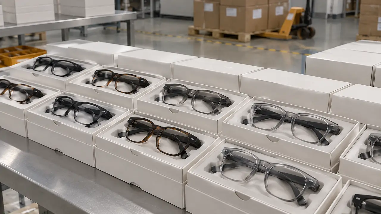Illustration of a smart glasses MOQ and lead time chart with sample, batch, certification and shipping stages